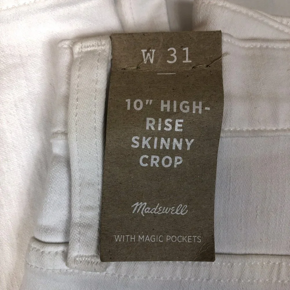 Madewell Womens 10" High-Rise Skinny Crop Jeans White Button Front Size 31 New - Picture 3 of 10
